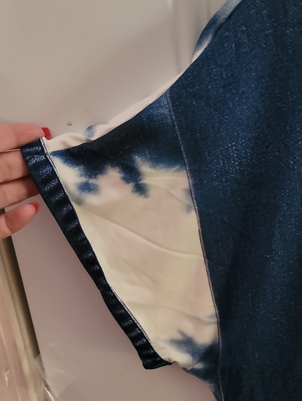 Patchwork Tie-Dye Panel Tshirt Dress in Navy & Cream - Picture 6 of 10